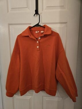 Levis Orange Button-Up Collar Sweatshirt